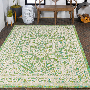 Sinjuri Medallion Textured Weave Indoor/outdoor Area Rug